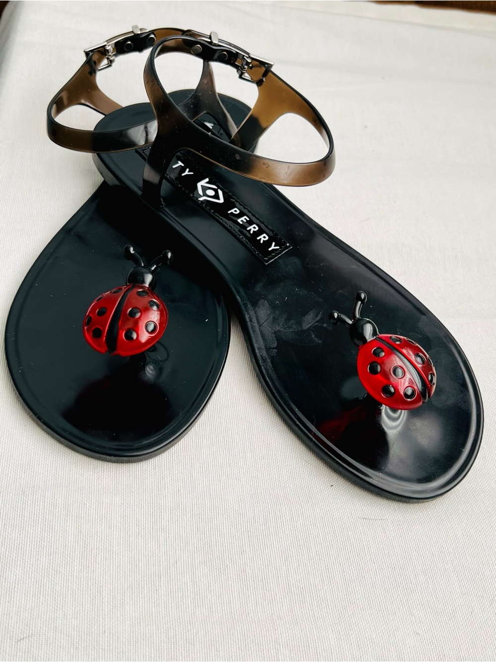 Katy Perry The Geli Lady Bug Sandals Size 6M Black